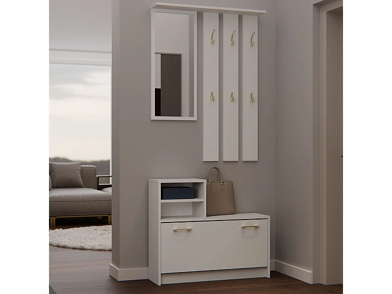 Mobile ingresso con specchio 85x180 cm beige MIT1