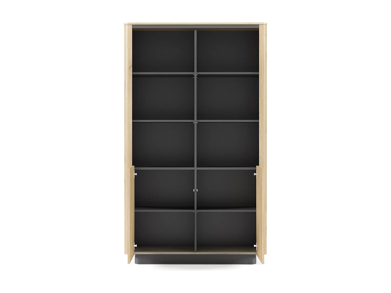 Libreria moderna 113x190 cm con 6 vani a giorno in rovere e nero LBLK2