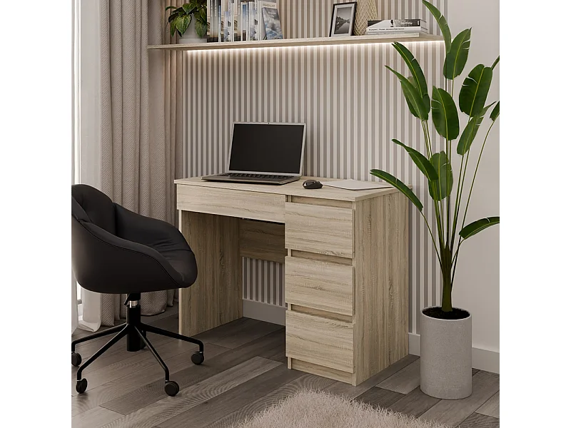 Scrivania moderna con cassetti a destra 98x76x51 cm rovere chiaro SCT4