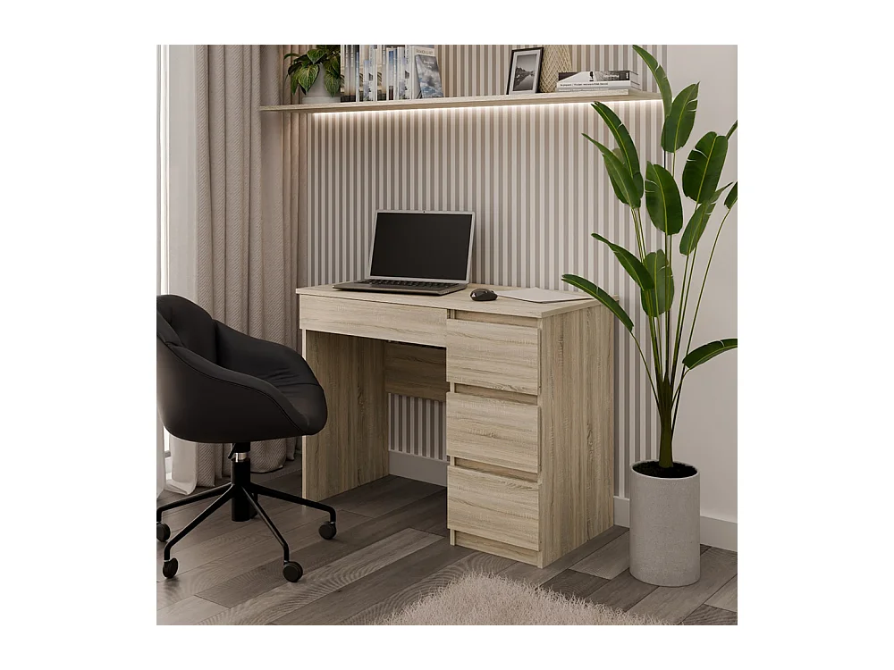 Scrivania moderna con cassetti a destra 98x76x51 cm rovere chiaro SCT4