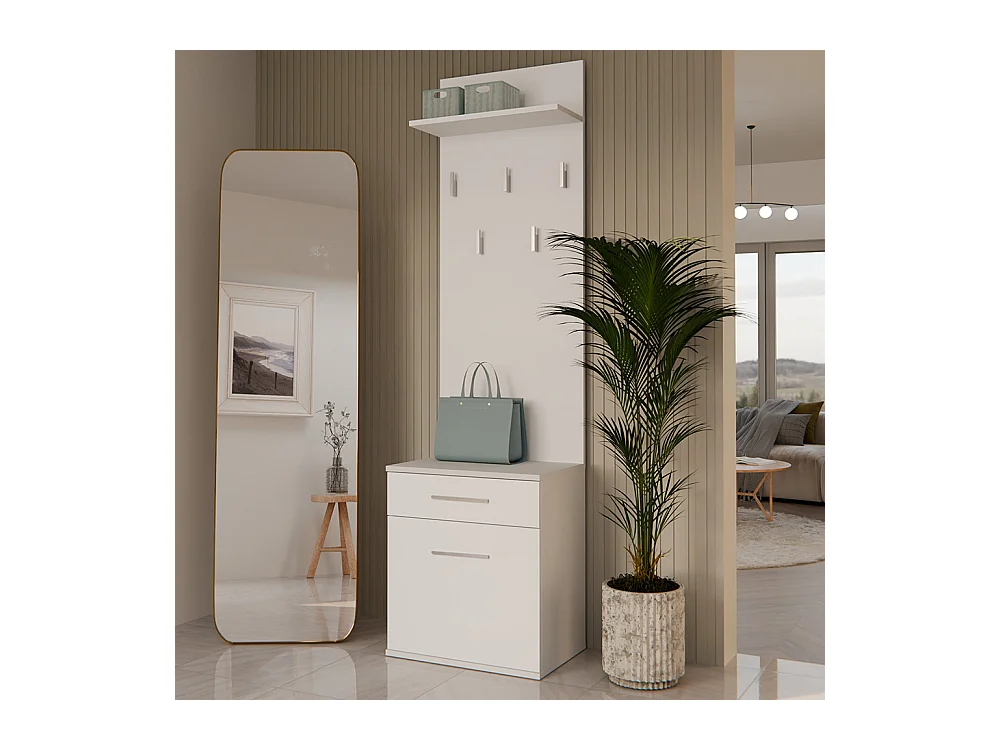 Appendiabiti con scarpiera moderno bianco MIT8