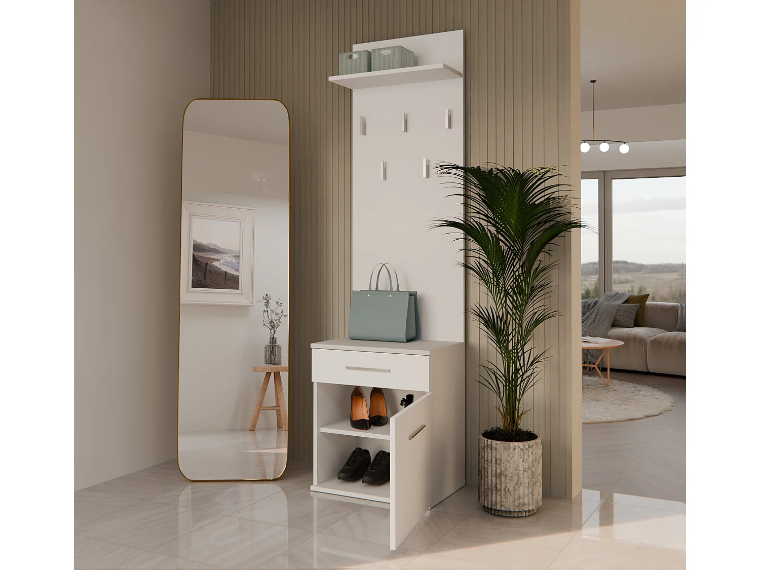 Appendiabiti con scarpiera moderno bianco MIT8