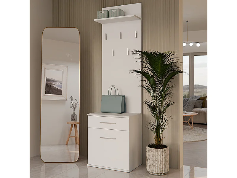 Appendiabiti con scarpiera moderno bianco MIT8