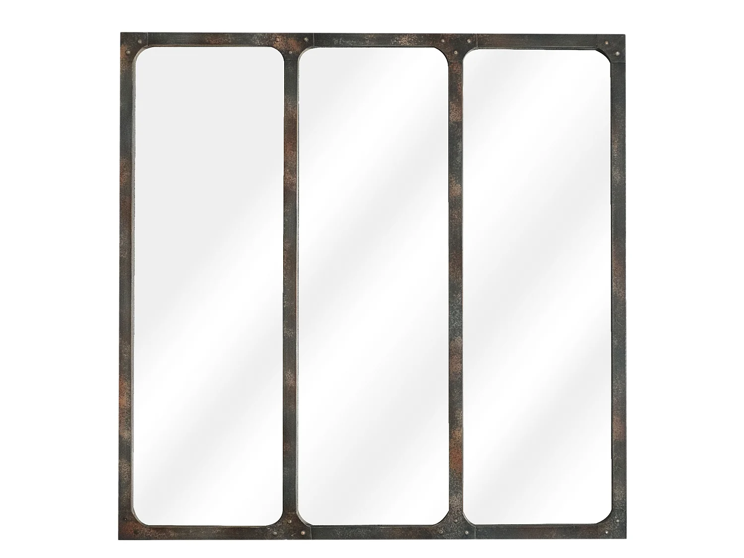 Miroir carré 3 bandes métal rouillé 70x70cm
