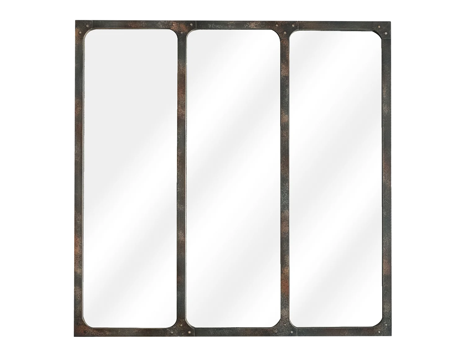 Miroir carré 3 bandes métal rouillé 70x70cm