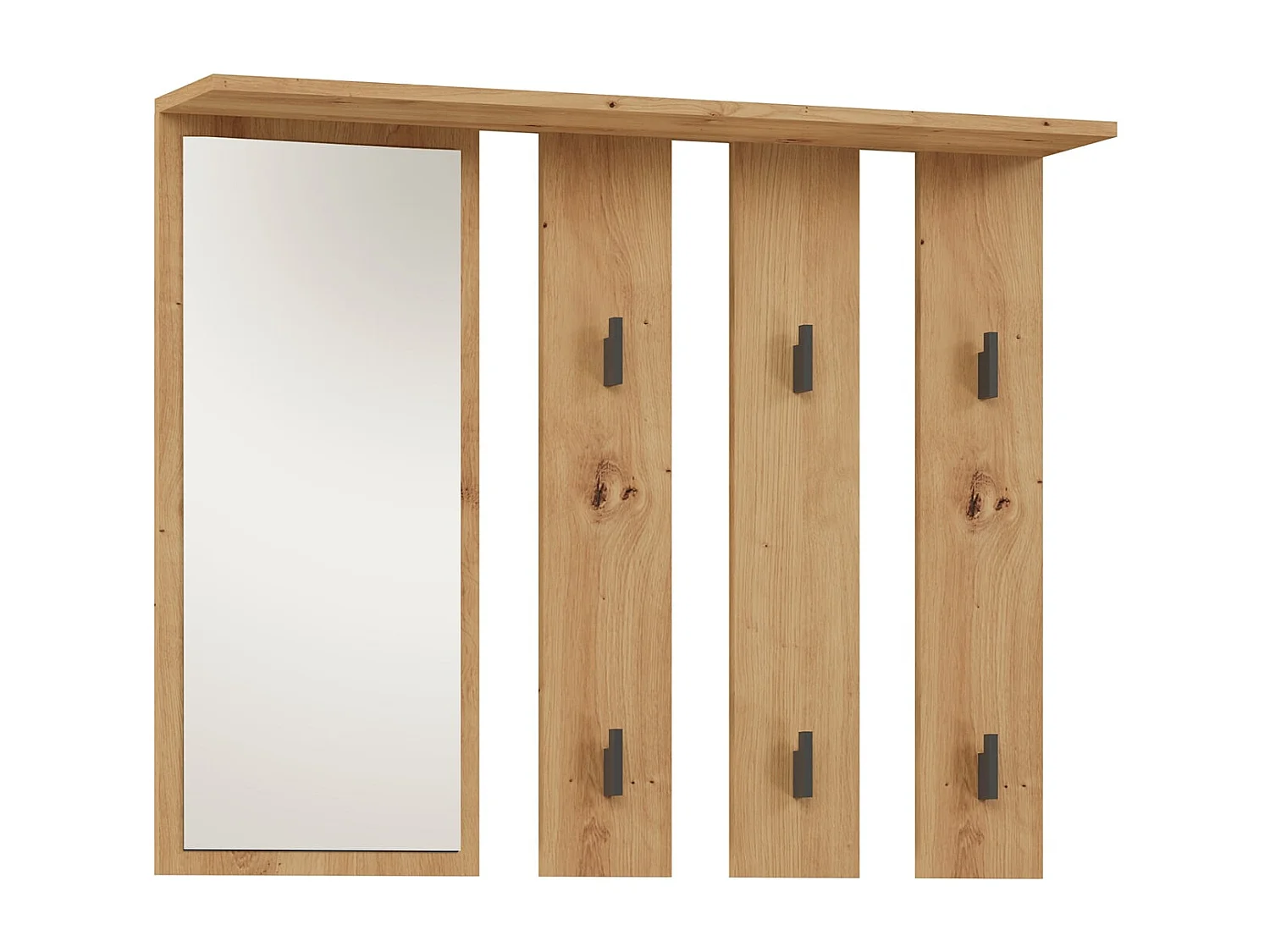 Appendiabiti a parete con specchio 100x81,5 cm rovere MIT9