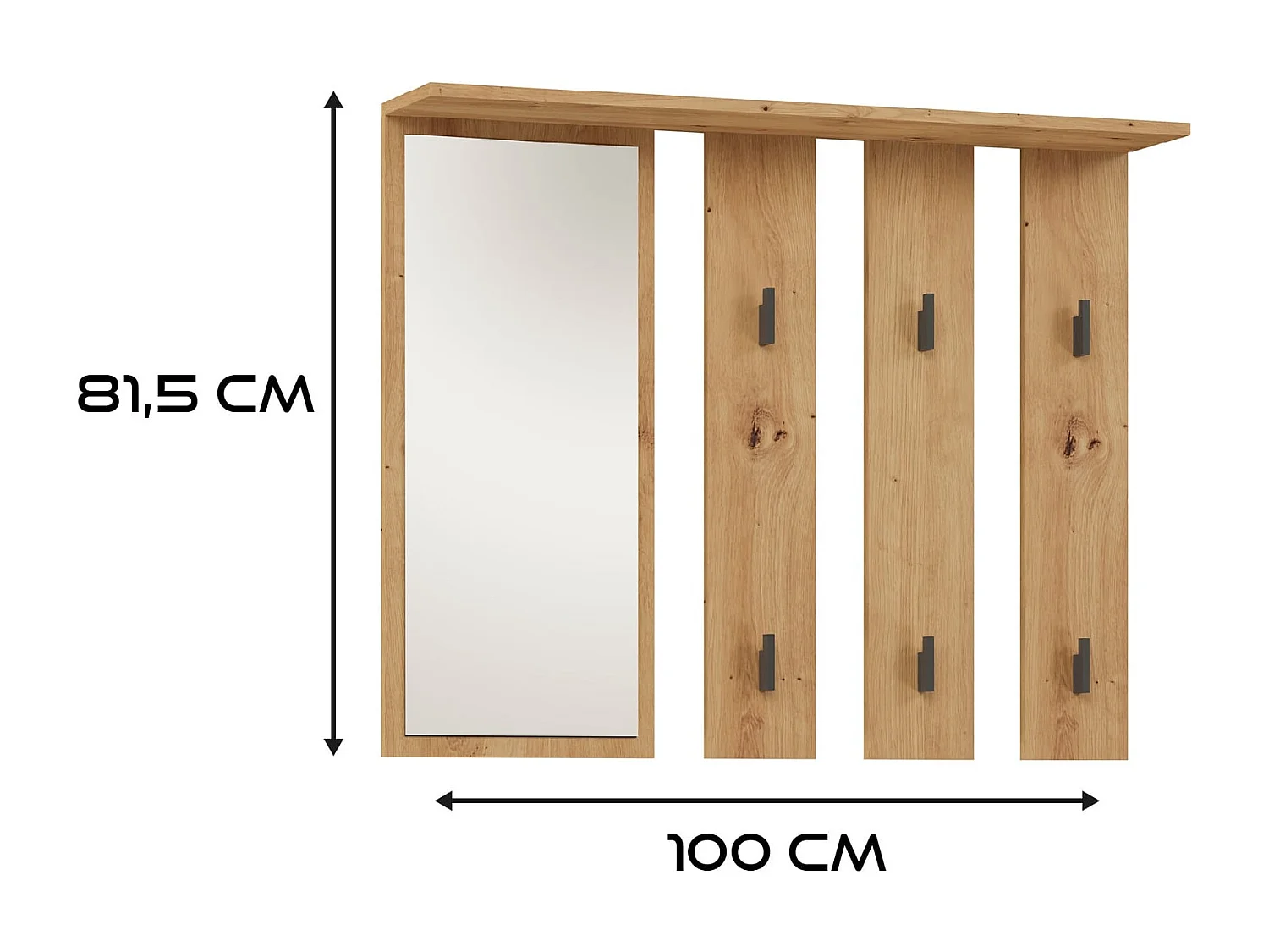 Appendiabiti a parete con specchio 100x81,5 cm rovere MIT9