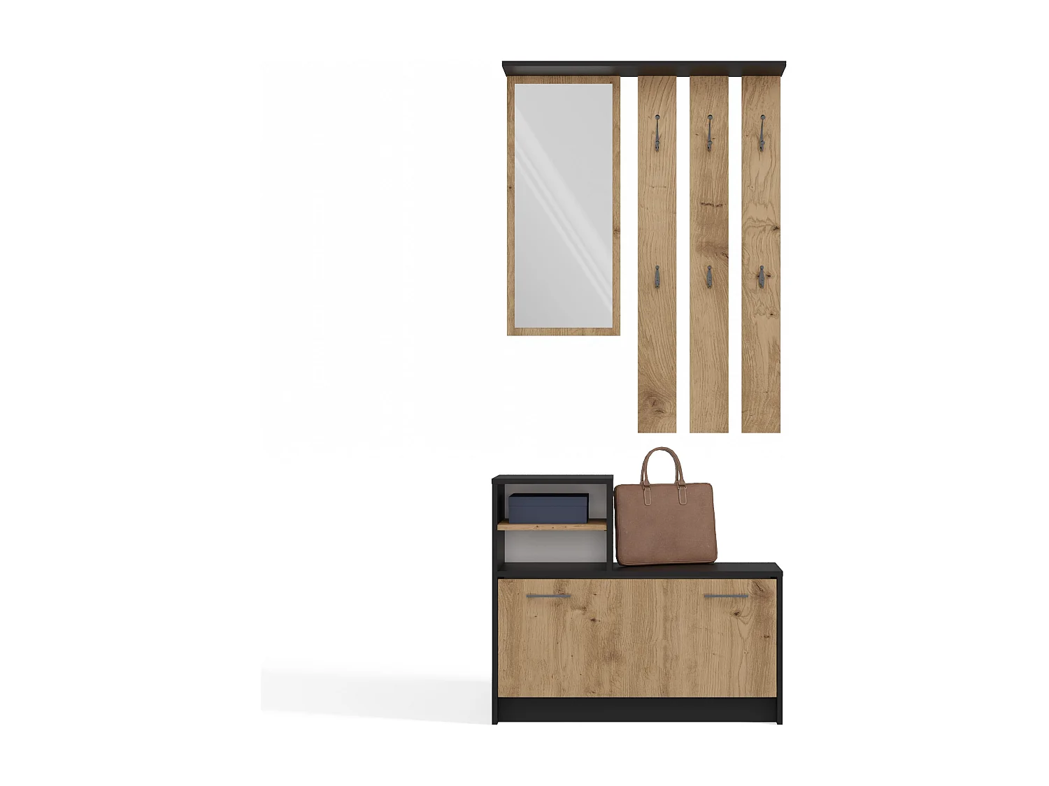 Mobile ingresso con specchio 85x180 cm rovere e antracite MIT1