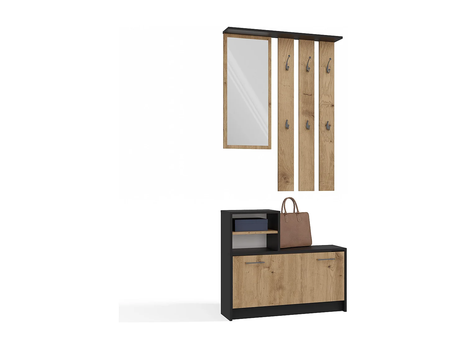 Mobile ingresso con specchio 85x180 cm rovere e antracite MIT1