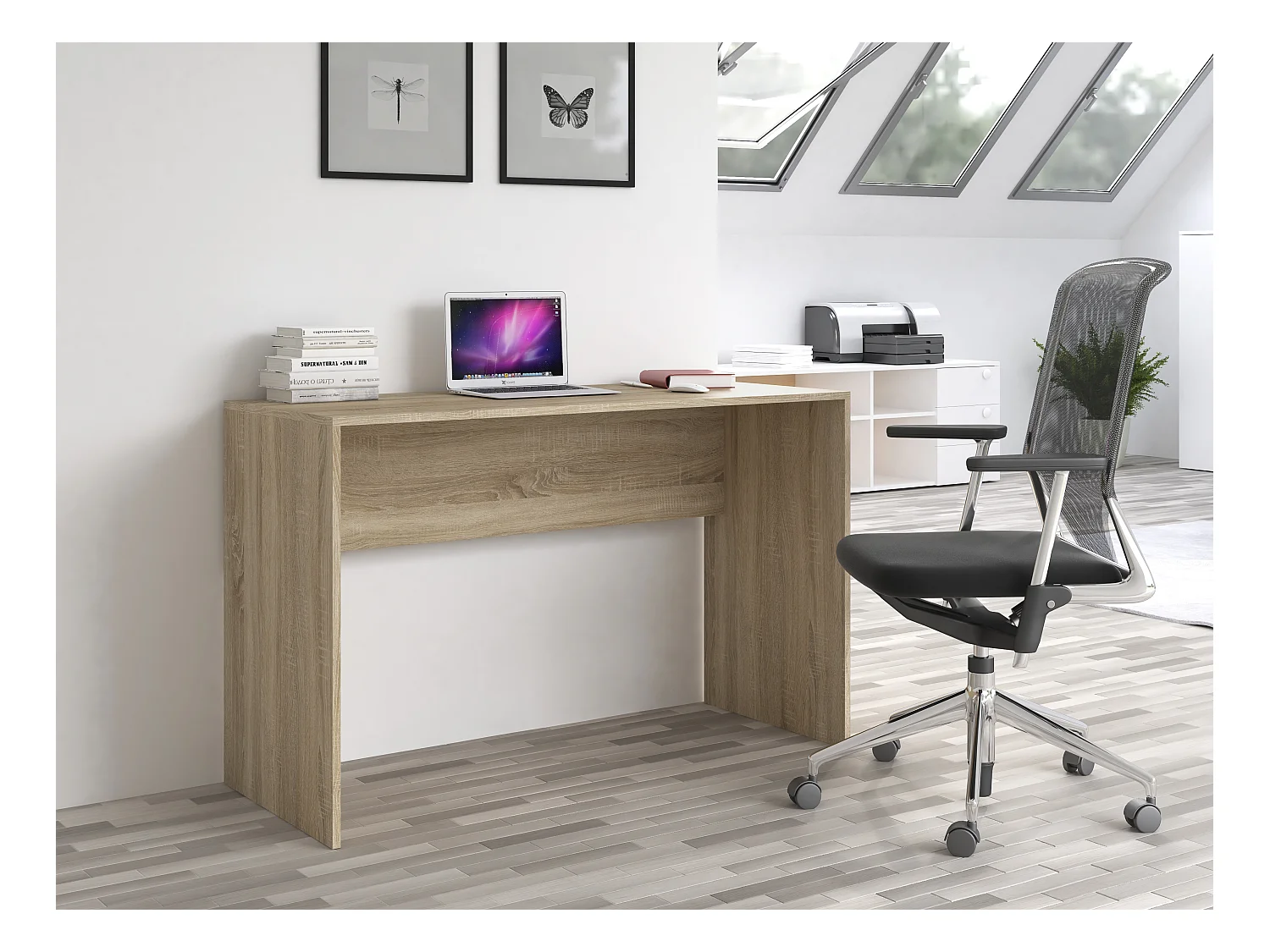Scrivania moderna 120x76x50 cm design semplice rovere chiaro SCT6