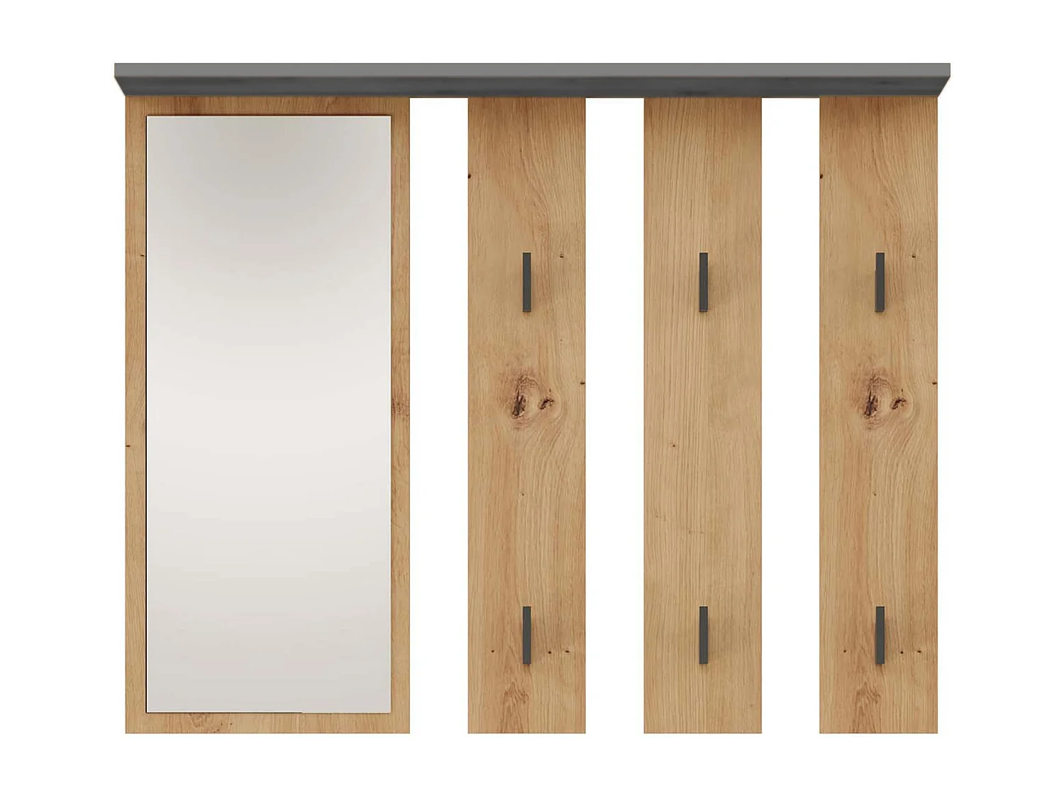 Appendiabiti a parete con specchio 100x81,5 cm rovere e antracite MIT9