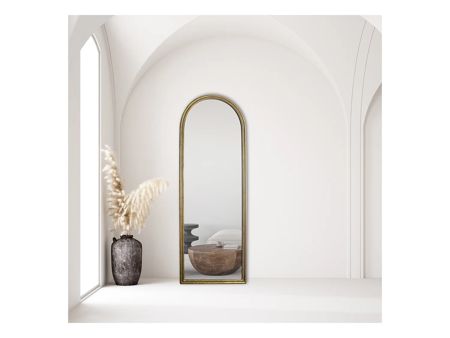 Miroir fenêtre en métal doré 170x60cm