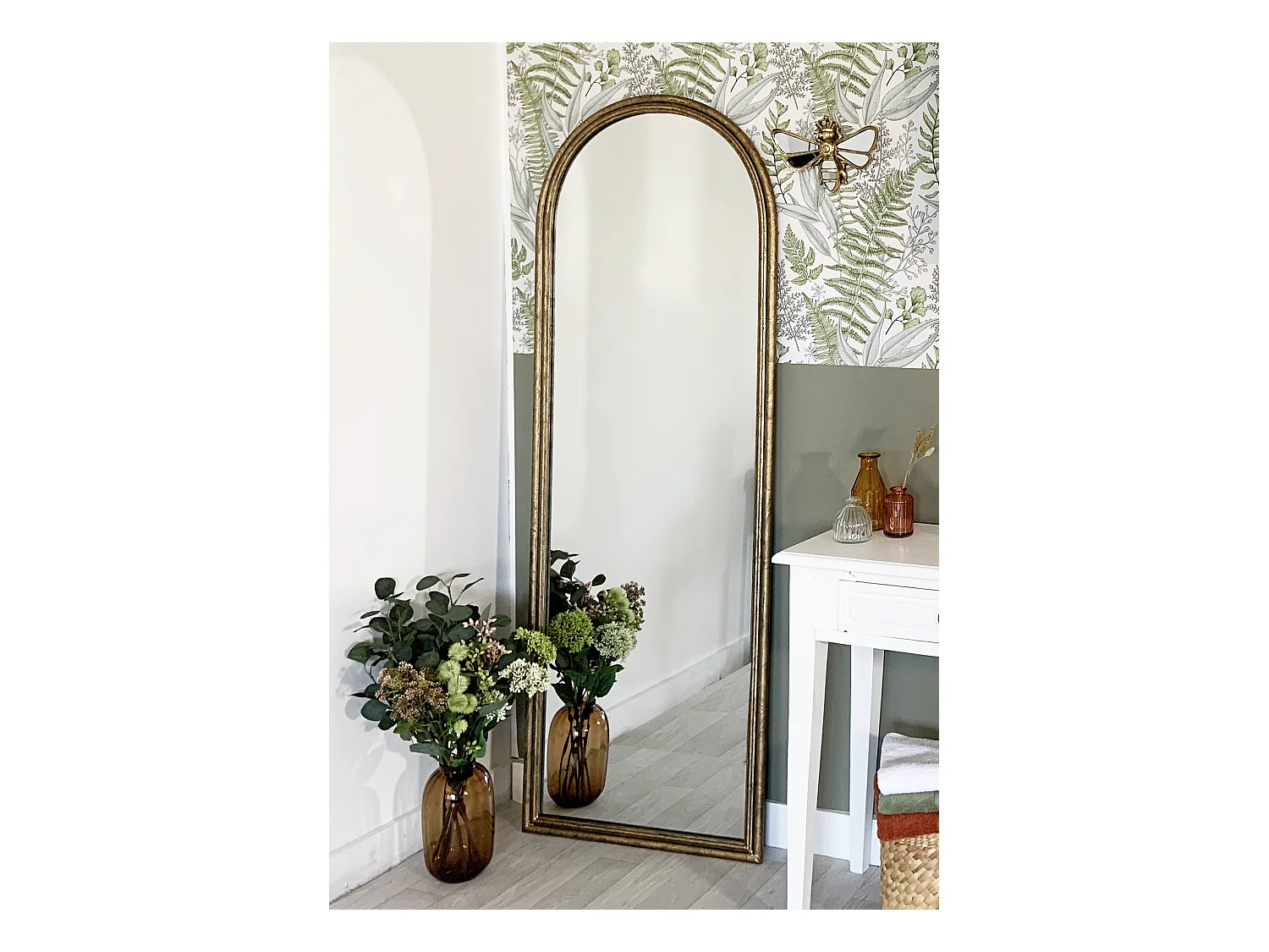 Miroir fenêtre en métal doré 170x60cm