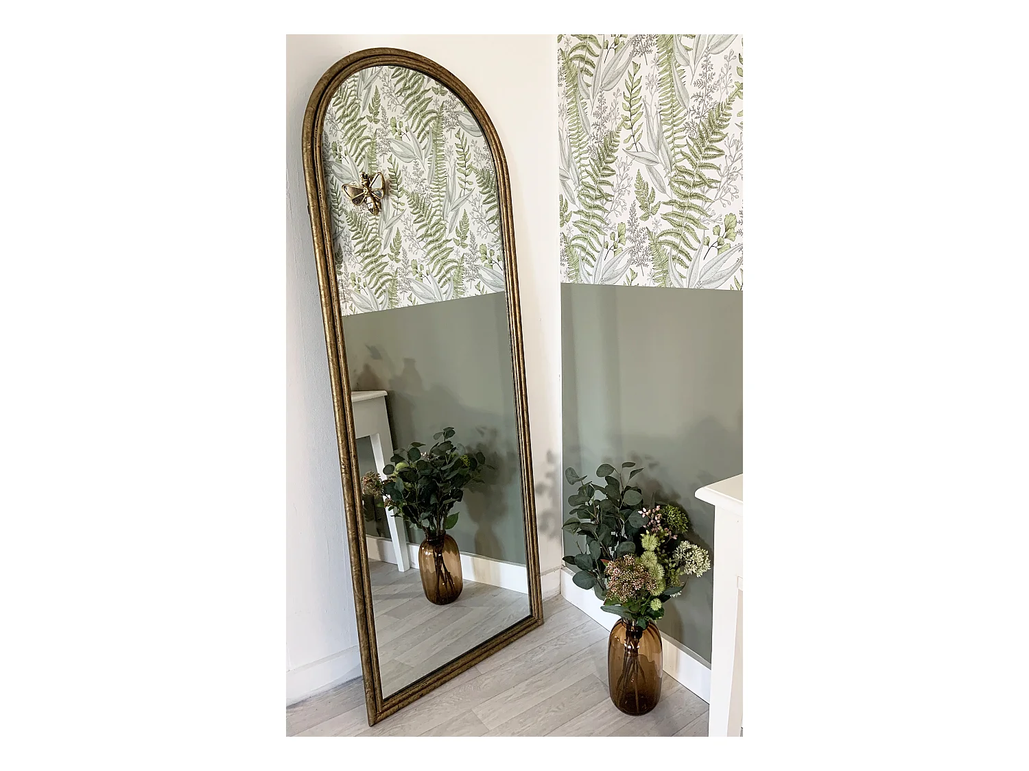 Miroir fenêtre en métal doré 170x60cm