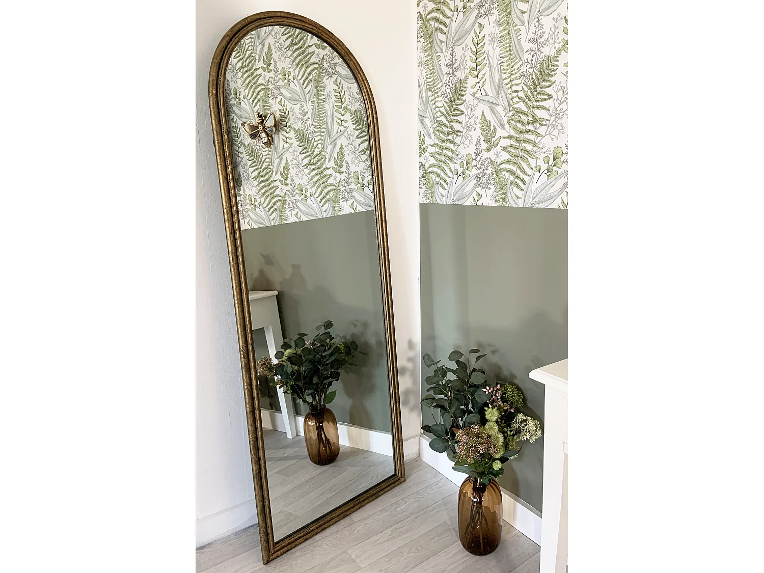 Miroir fenêtre en métal doré 170x60cm