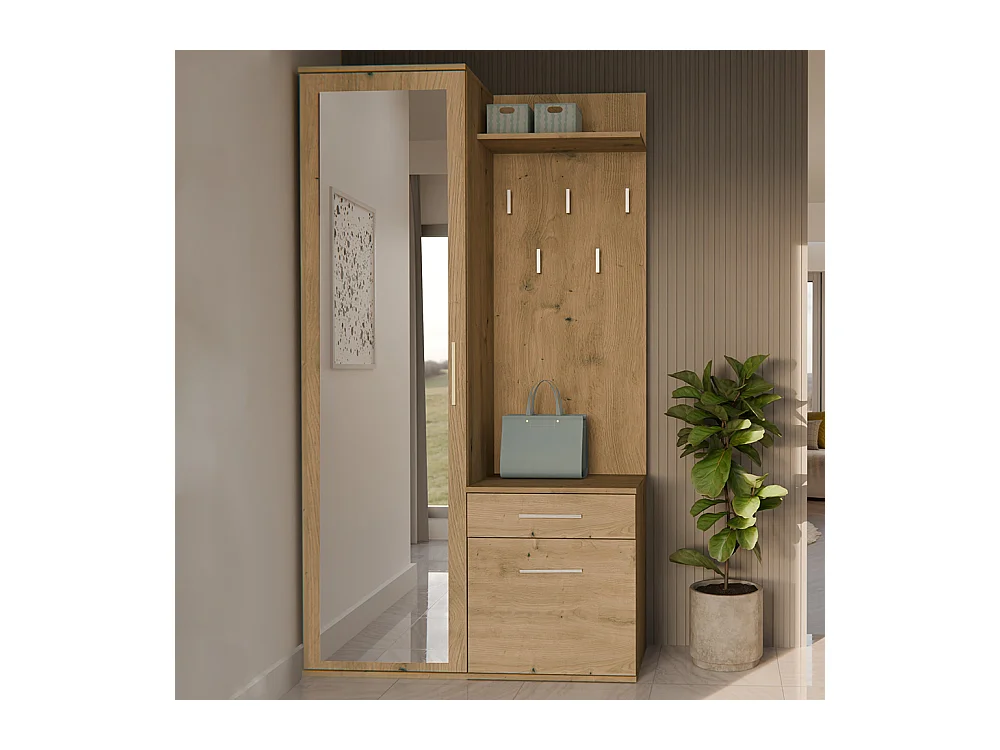 Mobile ingresso con specchio rovere MIT3