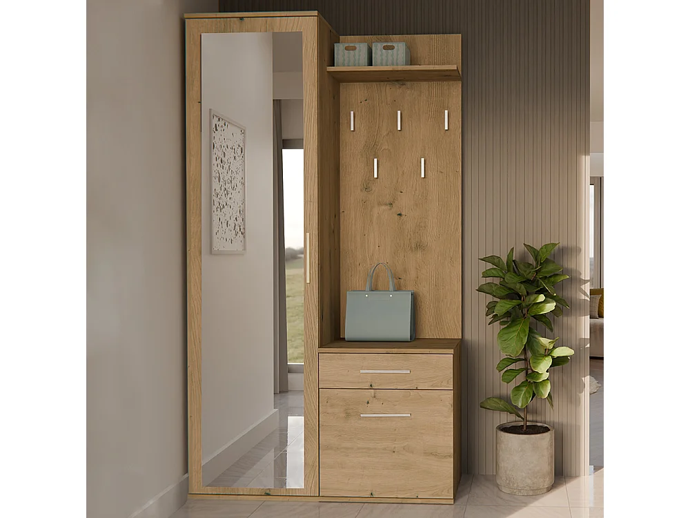 Mobile ingresso con specchio rovere MIT3