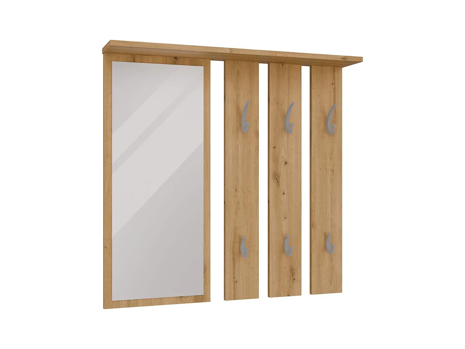 Appendiabiti a parete con specchio 85x82x15 cm rovere MIT7