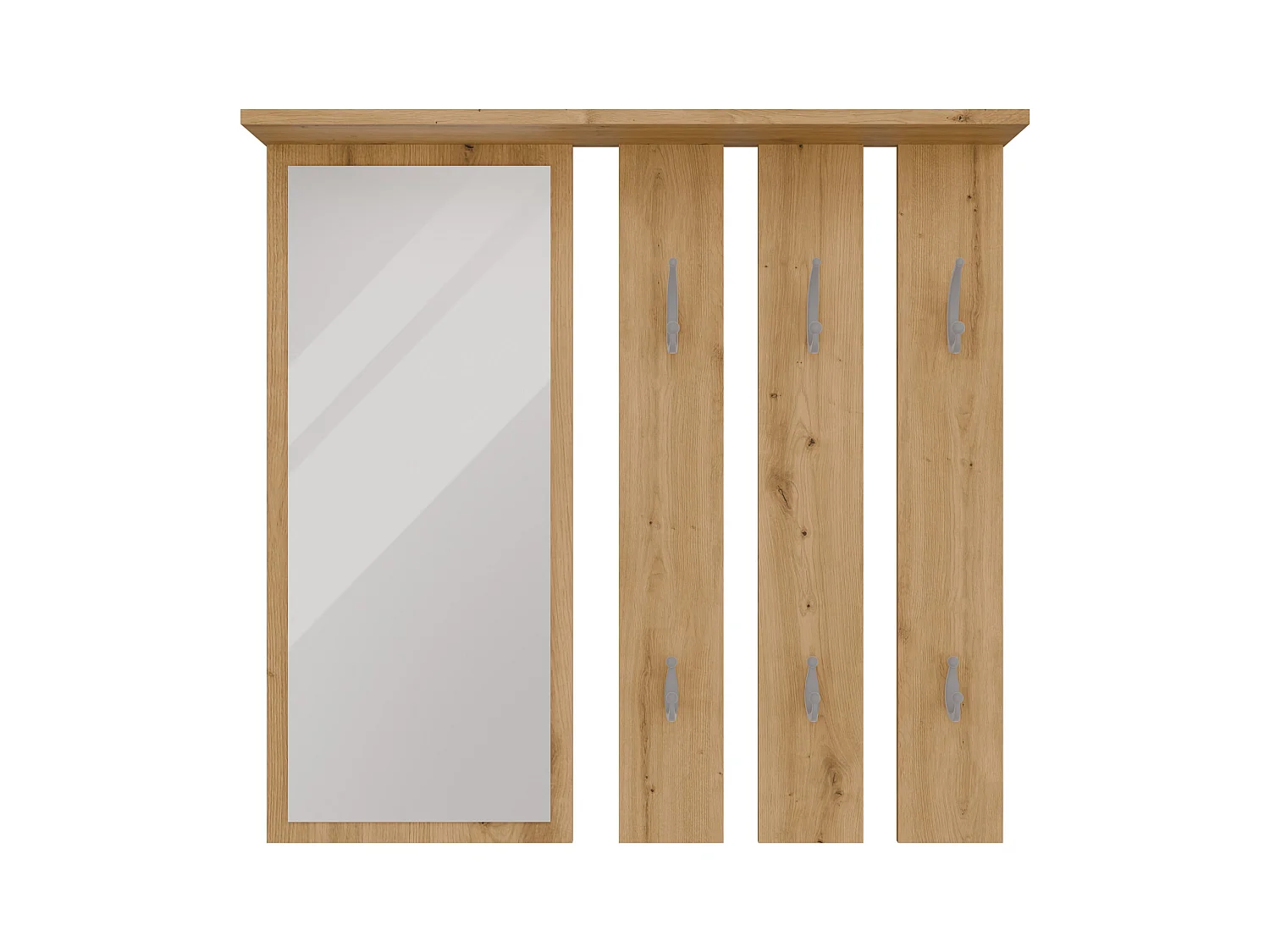 Appendiabiti a parete con specchio 85x82x15 cm rovere MIT7