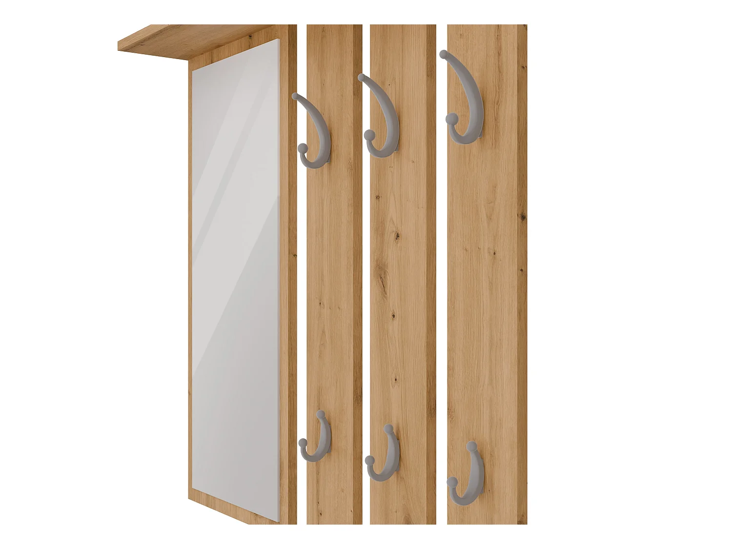 Appendiabiti a parete con specchio 85x82x15 cm rovere MIT7