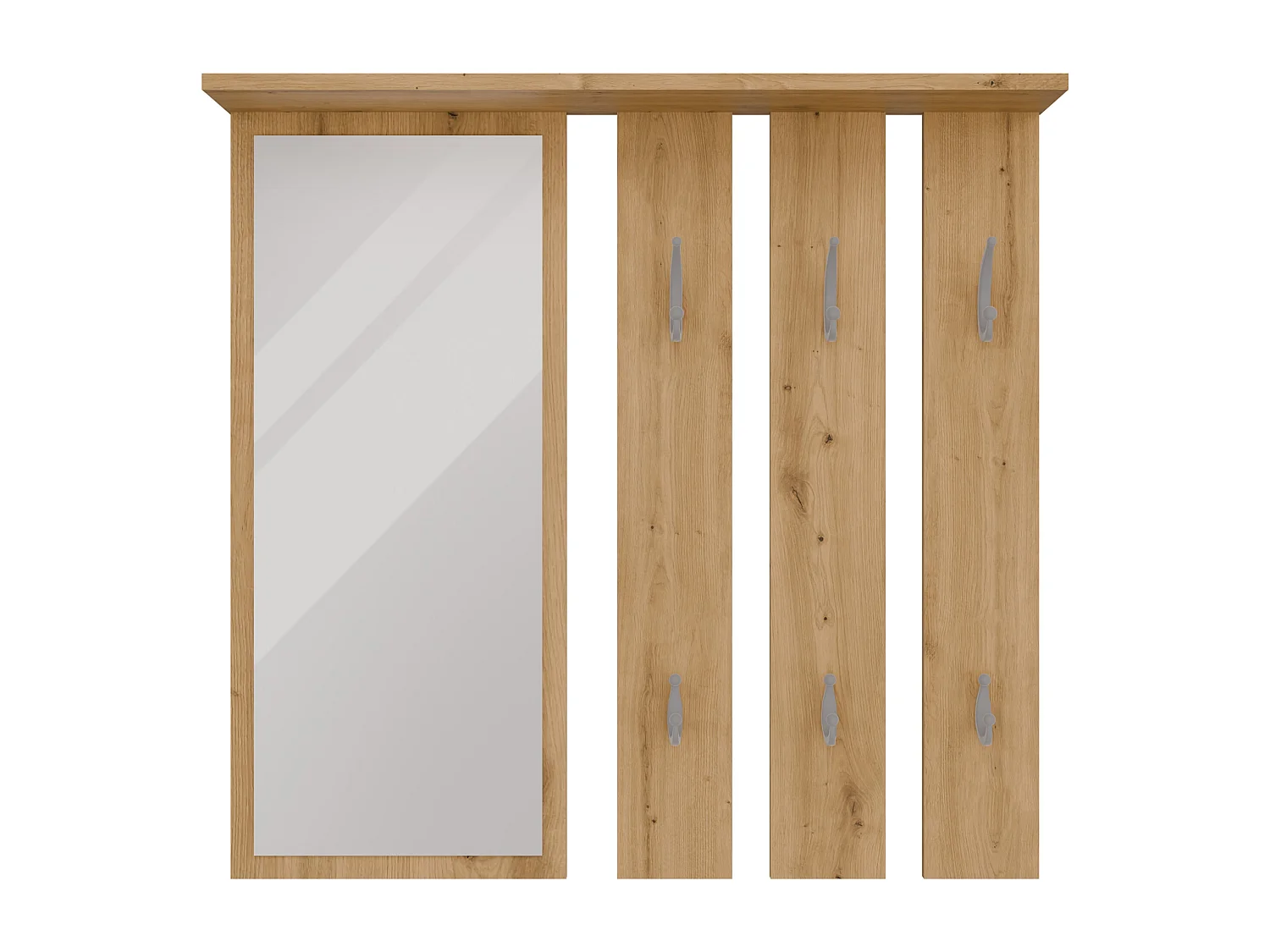 Appendiabiti a parete con specchio 85x82x15 cm rovere MIT7