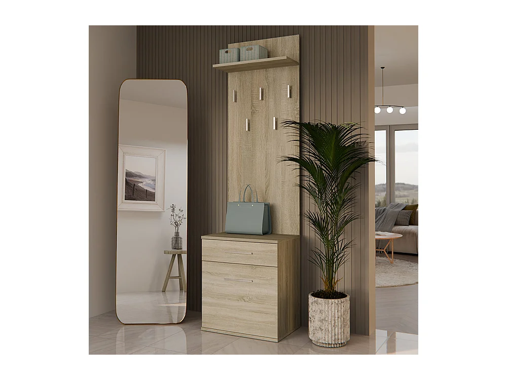 Appendiabiti con scarpiera moderno rovere chiaro MIT8