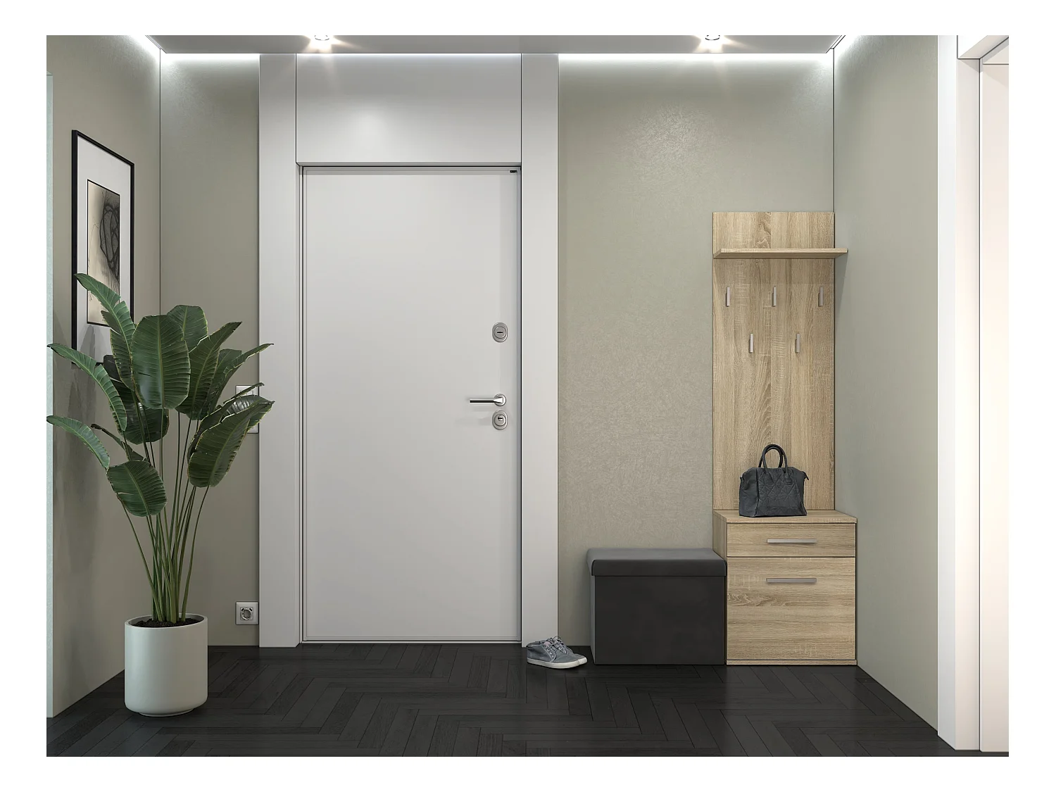 Appendiabiti con scarpiera moderno rovere chiaro MIT8