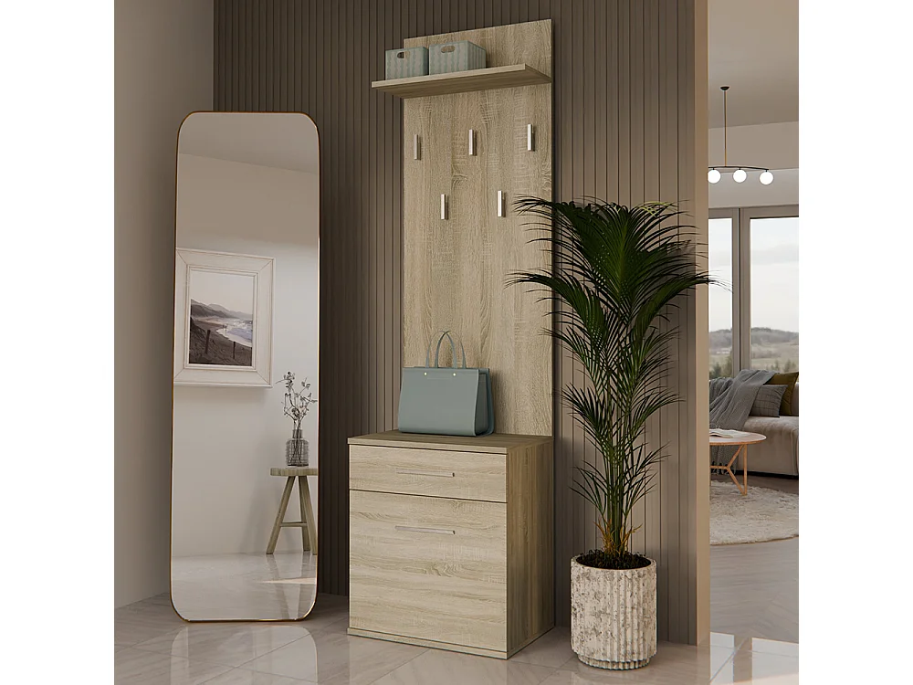 Appendiabiti con scarpiera moderno rovere chiaro MIT8