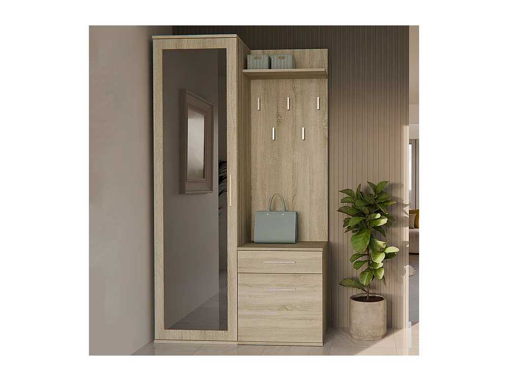 Mobile ingresso con specchio rovere chiaro MIT3