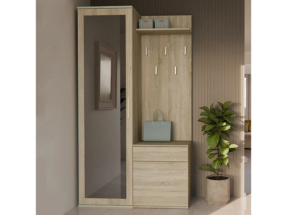 Mobile ingresso con specchio rovere chiaro MIT3