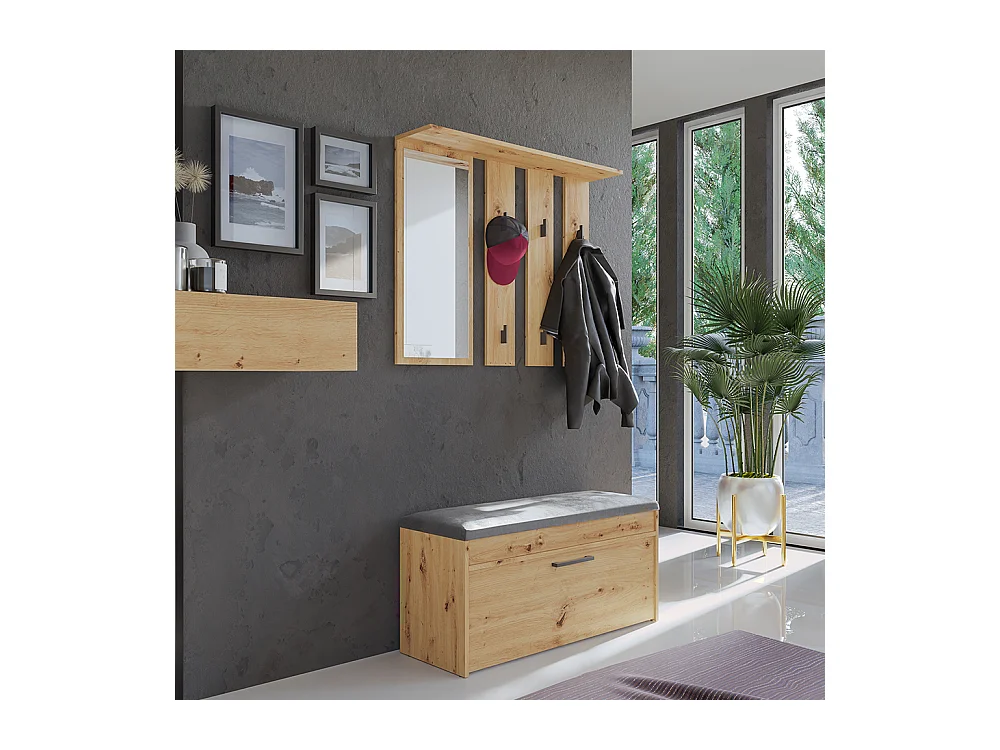 Mobile ingresso con specchio e scarpiera rovere MIT5