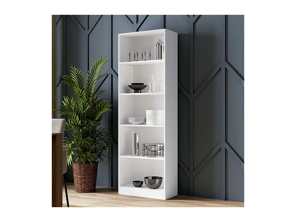 Libreria moderna 60x182x30 cm con ripiani bianca LBT2