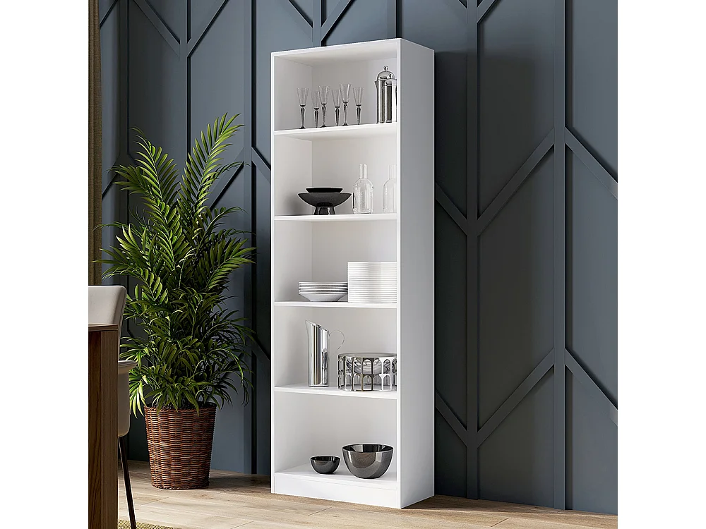 Libreria moderna 60x182x30 cm con ripiani bianca LBT2