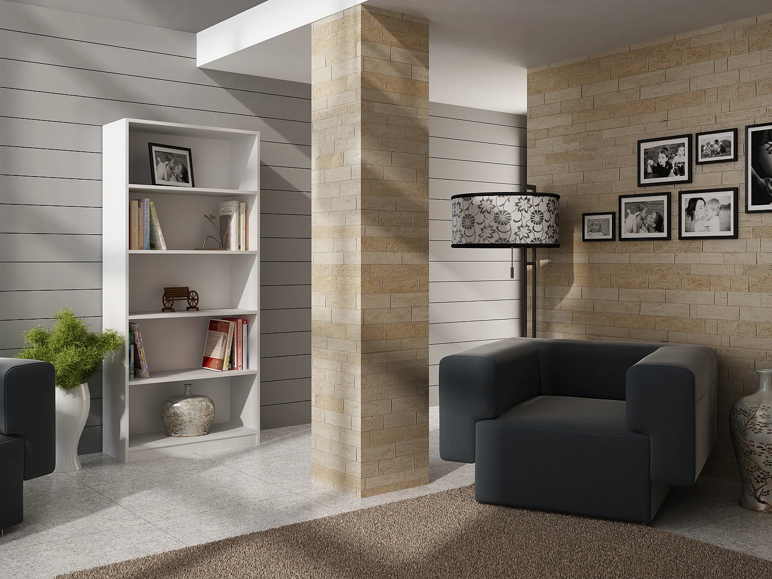 Libreria moderna 60x182x30 cm con ripiani bianca LBT2