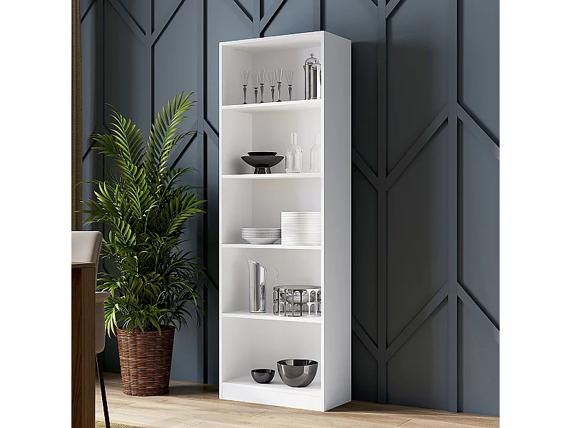 Libreria moderna 60x182x30 cm con ripiani bianca LBT2