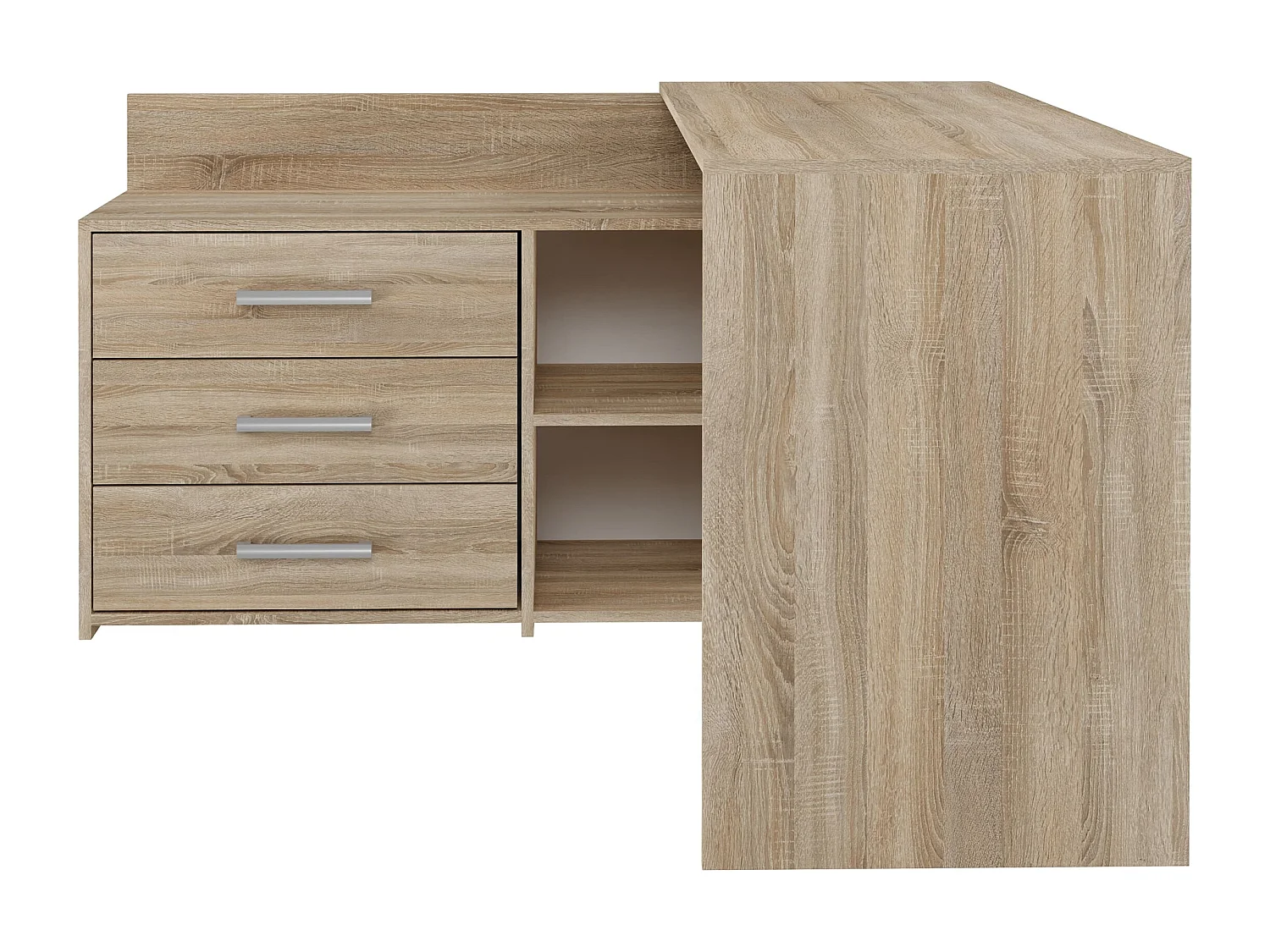 Scrivania angolare moderna con 3 cassetti rovere chiaro SCT7