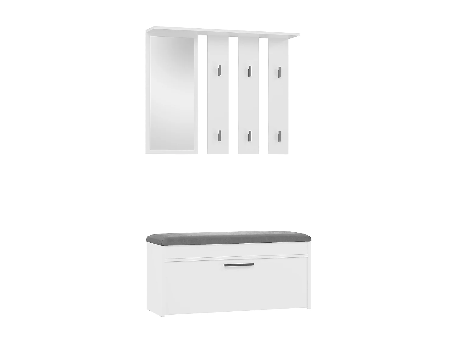 Mobile ingresso con specchio e scarpiera bianco MIT5