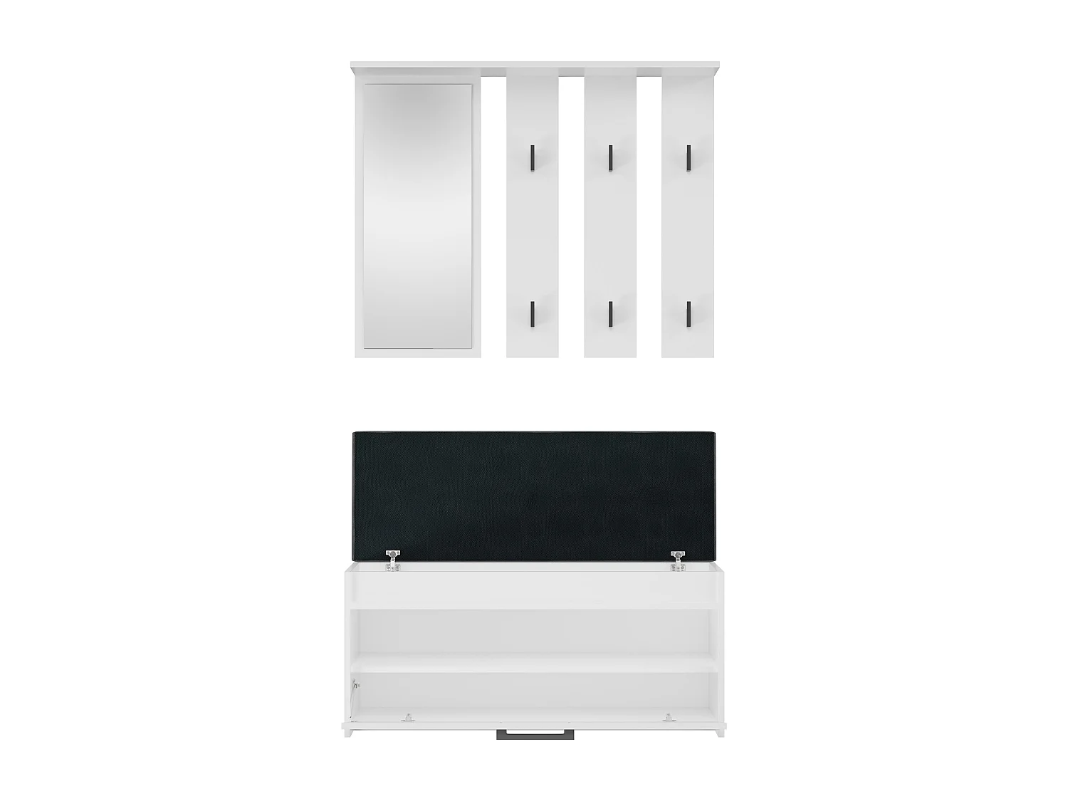 Mobile ingresso con specchio e scarpiera bianco MIT5