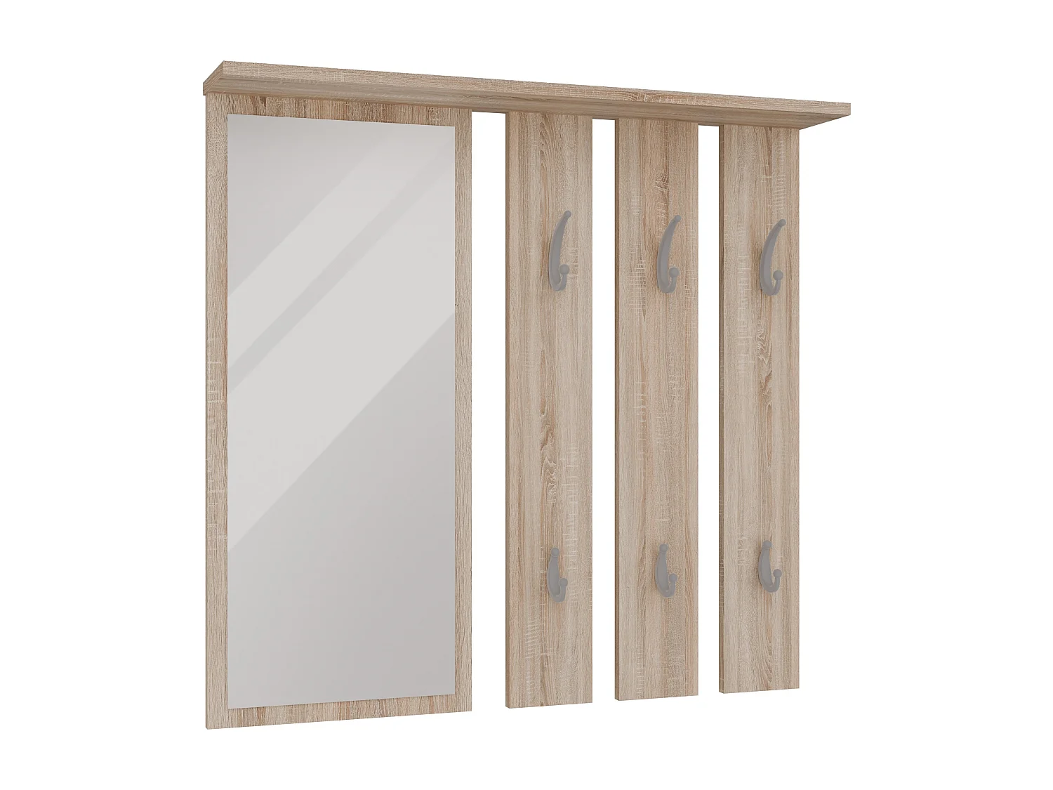 Appendiabiti a parete con specchio 85x82x15 cm rovere chiaro MIT7