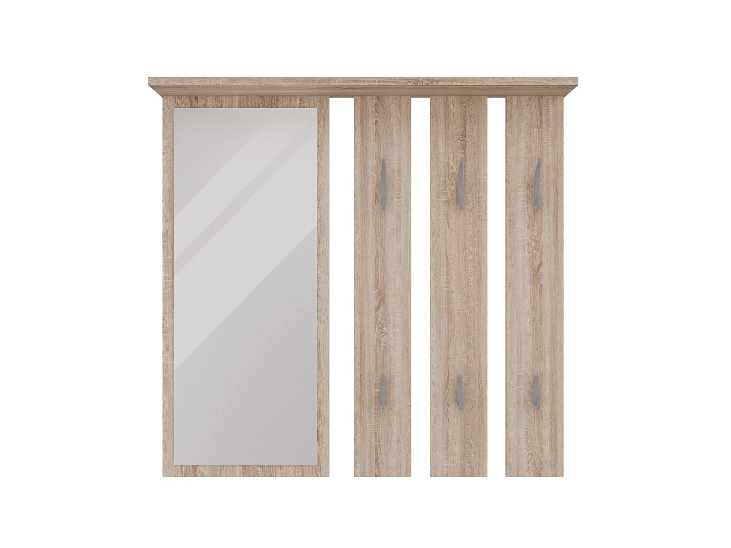 Appendiabiti a parete con specchio 85x82x15 cm rovere chiaro MIT7