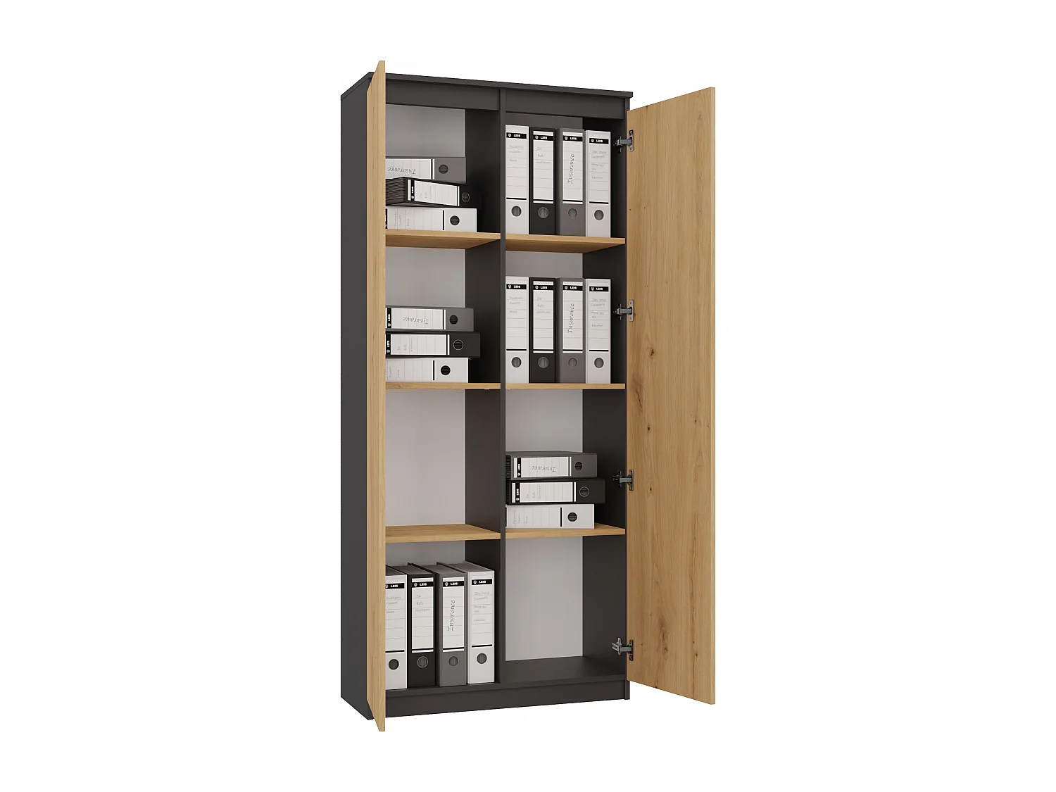 Libreria con ante moderna 80x180x35 cm rovere e antracite LBT5