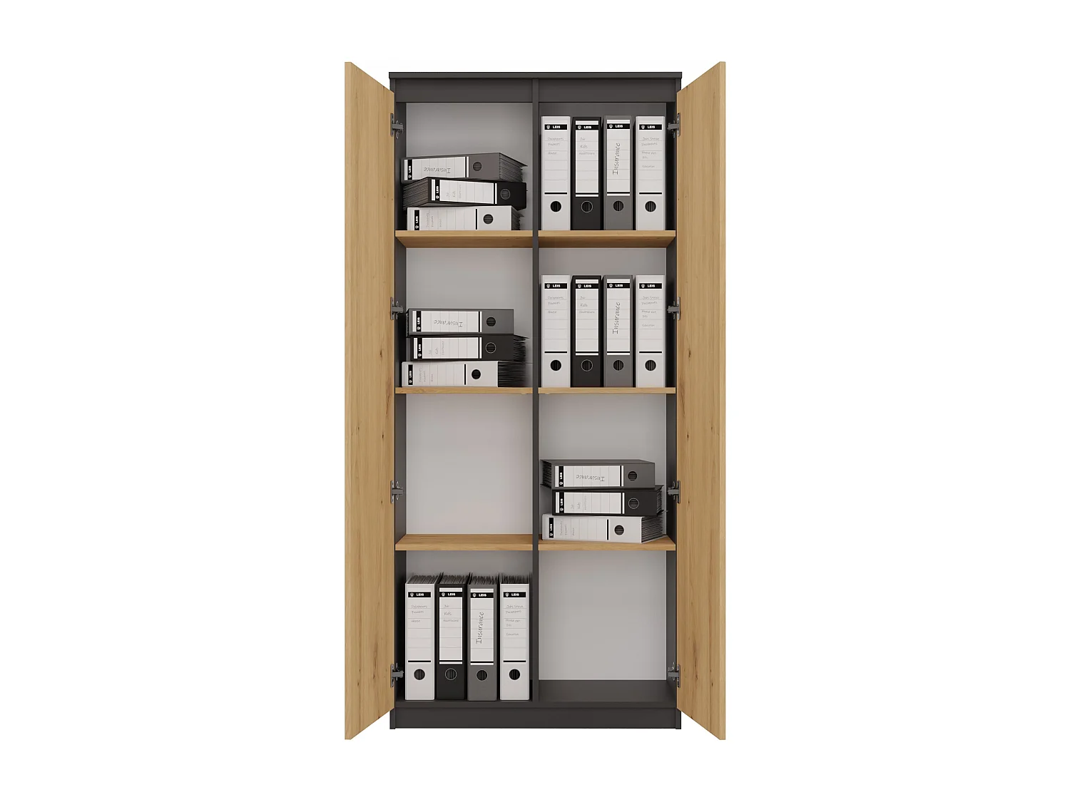 Libreria con ante moderna 80x180x35 cm rovere e antracite LBT5