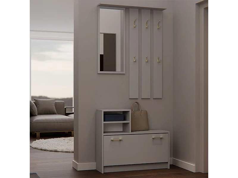 Mobile ingresso con specchio 85x180 cm argilla MIT1