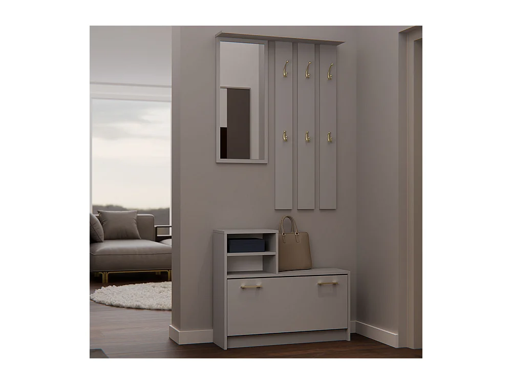 Mobile ingresso con specchio 85x180 cm argilla MIT1
