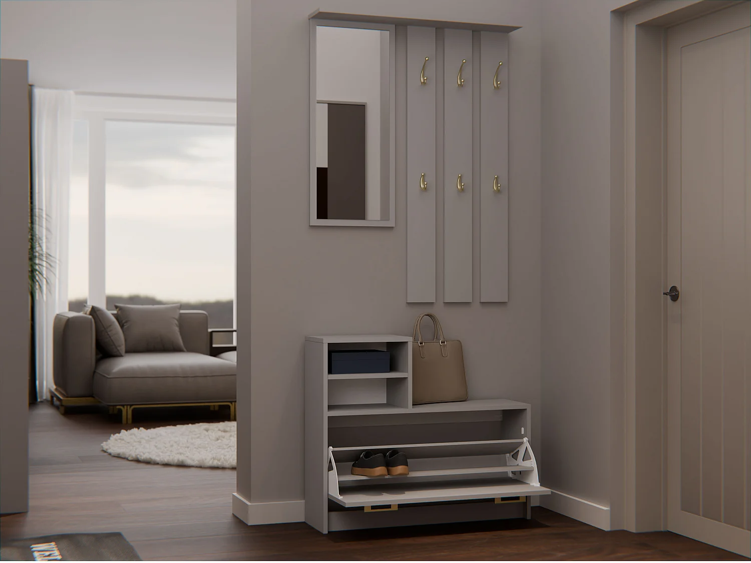 Mobile ingresso con specchio 85x180 cm argilla MIT1