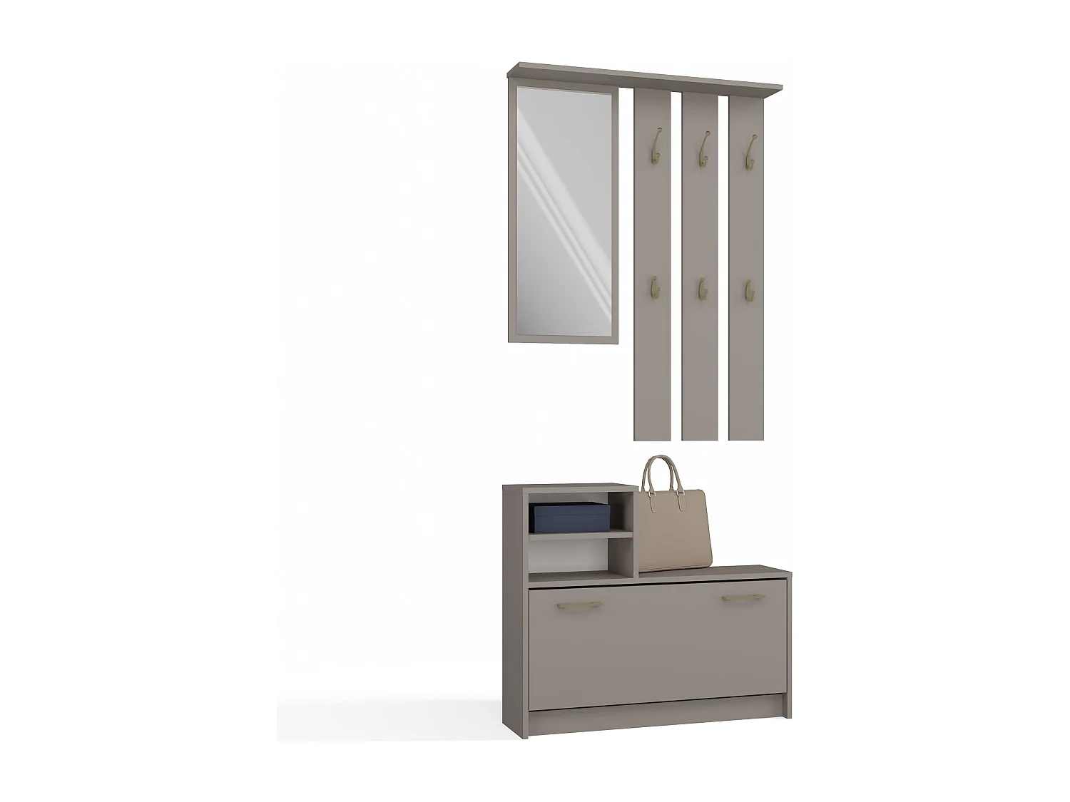 Mobile ingresso con specchio 85x180 cm argilla MIT1