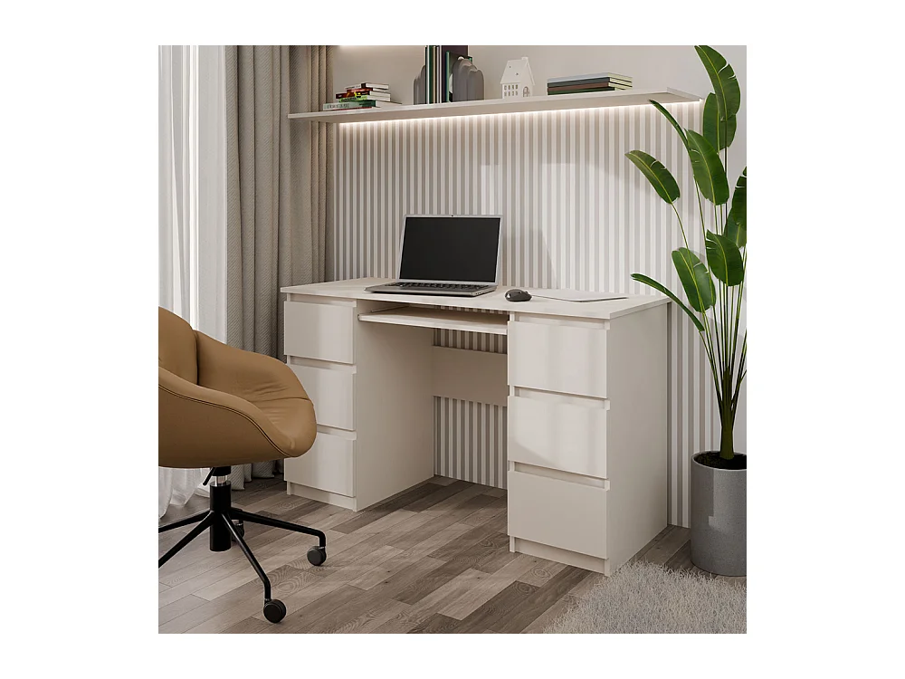 Scrivania moderna con cassetti 130x76x51 cm cashmere SCT2
