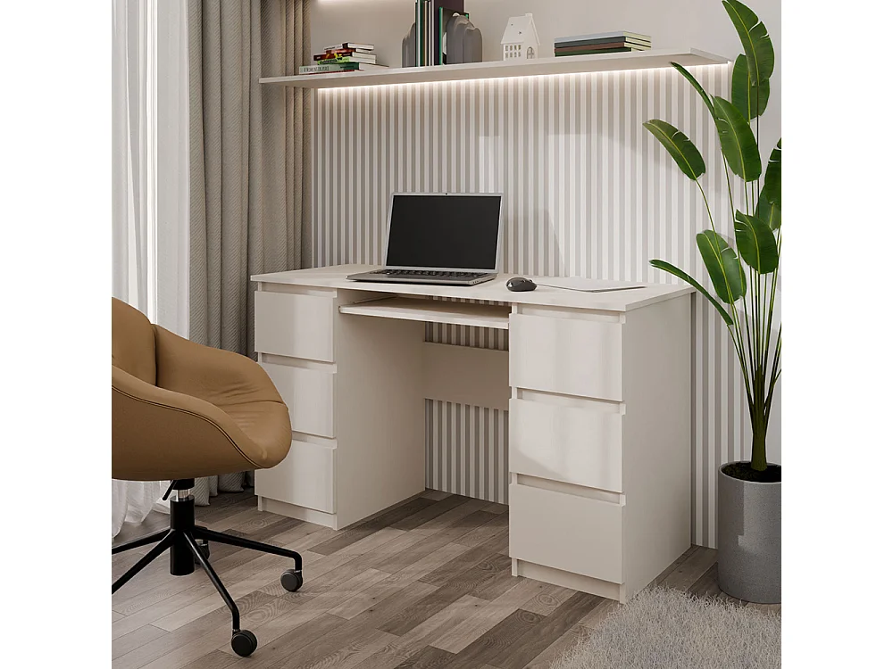 Scrivania moderna con cassetti 130x76x51 cm cashmere SCT2