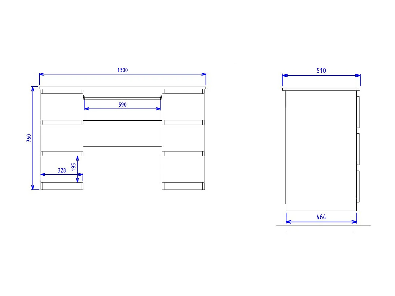 Scrivania moderna con cassetti 130x76x51 cm cashmere SCT2