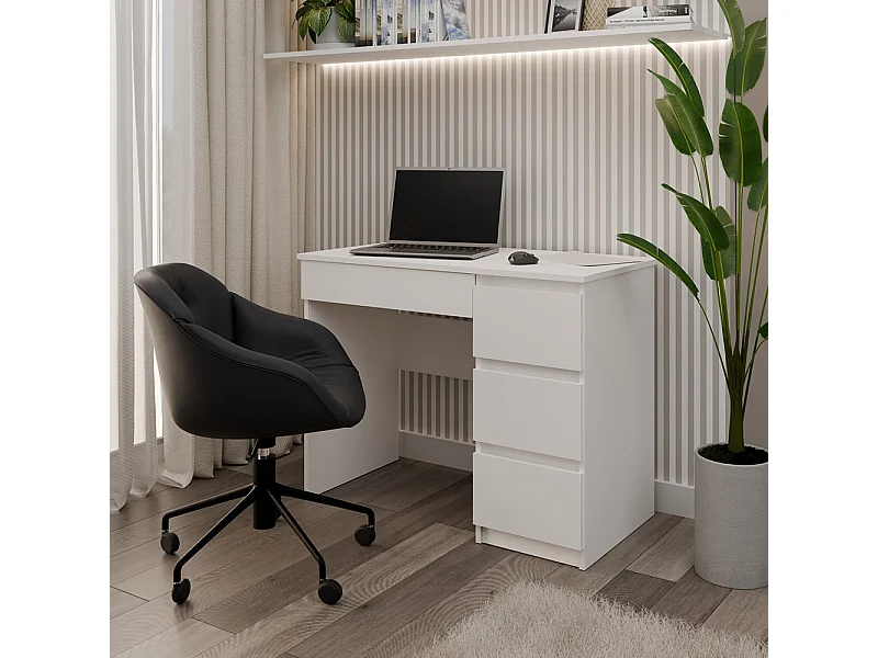 Scrivania moderna con cassetti a destra 98x76x51 cm bianca SCT4